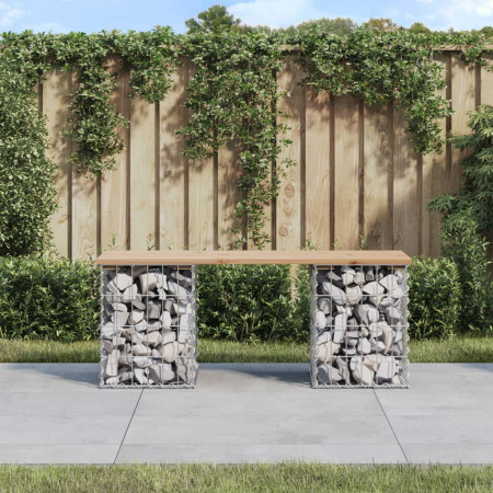 Bancă de grădină, design gabion, 103x31x42 cm, lemn masiv pin
