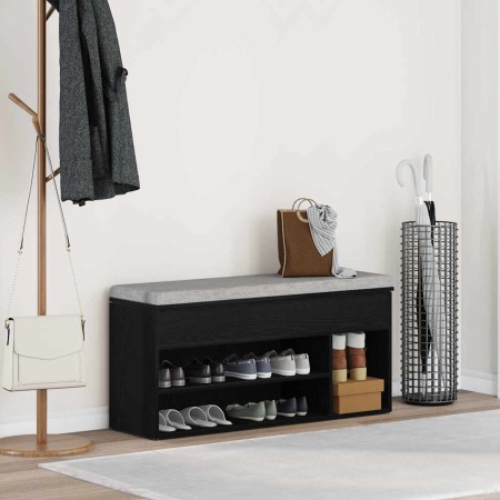 Bancă de pantofi Stejar negru 102x30,5x45 cm Lemn prelucrat