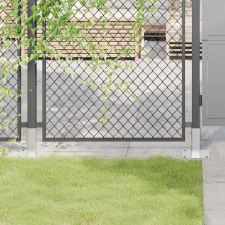 Baze stâlp pătrate 4 buc Argintiu 51x51 mm Oțel galvanizat