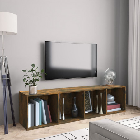 Bibliotecă/dulap TV stejar fumuriu 143x30x36 cm lemn prelucrat