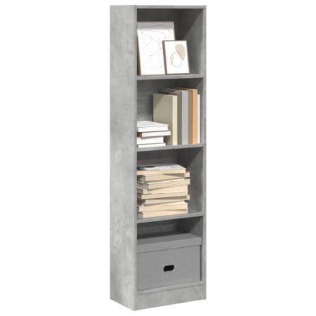 Bibliotecă, gri beton, 40x24x143 cm, lemn prelucrat