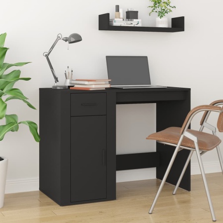 Birou, negru, 100x49x75 cm, lemn prelucrat