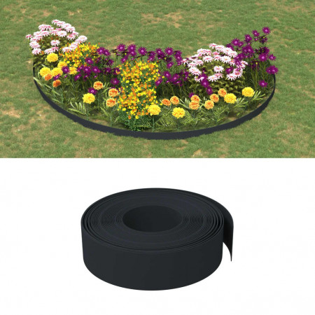 Borduri de grădină, 2 buc, negru, 10 m 15 cm, polietilenă
