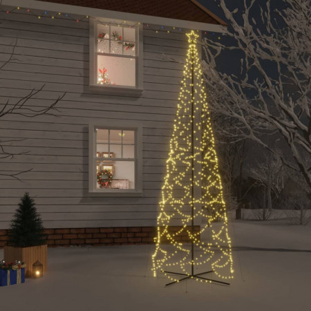 Brad de Crăciun conic, 1400 LED-uri, alb cald, 160x500 cm