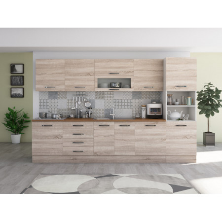 Bucatarie Alfa 320, sonoma, blat termic nuc, corp pentru cuptor incorporabil