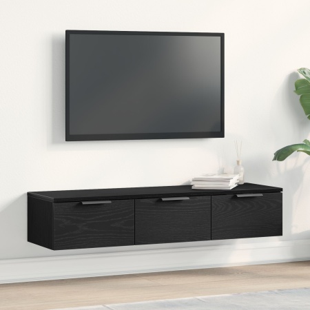 Cabinet de perete din stejar negru 102x30x20 cm fabricat din lemn prelucrat