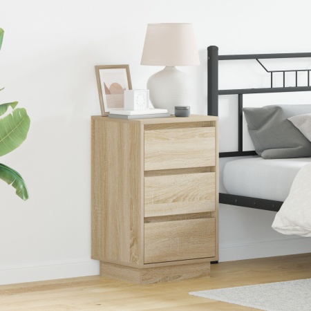 Cabinet noapte cu LED Stejar Sonoma 39x34,5x65 cm Lemn prelucrat
