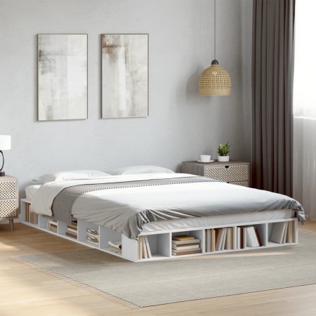 Cadru de pat, alb, 140x200 cm, lemn prelucrat