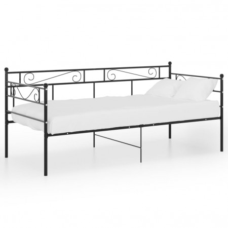 Cadru de pat canapea, negru, 90x200 cm, metal - Img 1