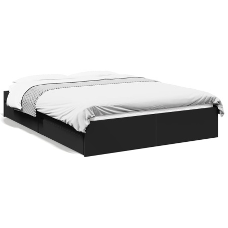 Cadru de pat cu sertare, negru, 120x200 cm, lemn prelucrat
