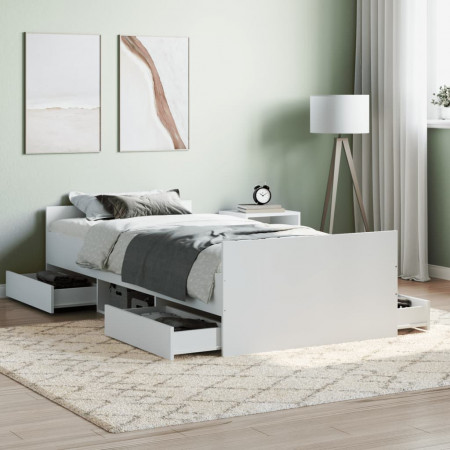Cadru de pat cu tăblie de cap/picioare, alb, 90x190 cm