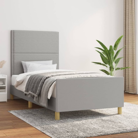 Cadru de pat fără saltea, gri deschis, 80x200 cm, textil