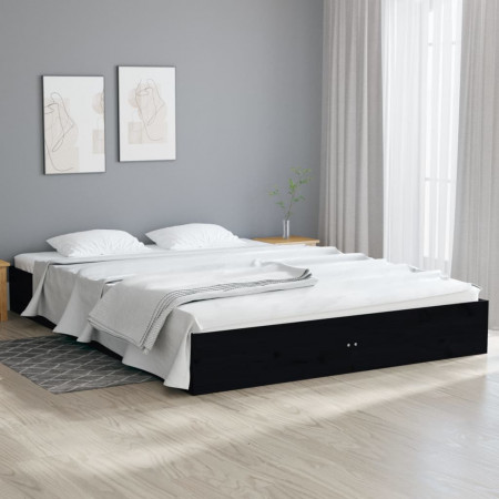Cadru de pat King Size 5FT, negru, 150x200 cm, lemn masiv