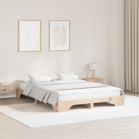 Cadru de Pat Natural Lemn de pin 160 x 200 cm Durabil