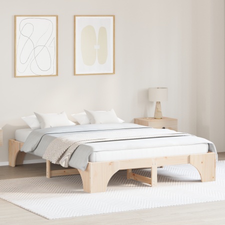 Cadru de pat Natural Lemn masiv de pin 140 x 200 cm Durabil