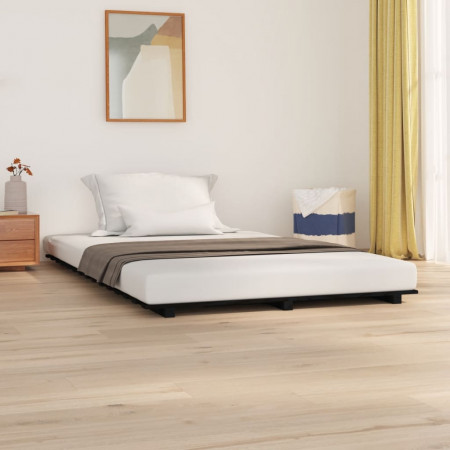 Cadru de pat, negru, 150x200 cm, lemn masiv de pin