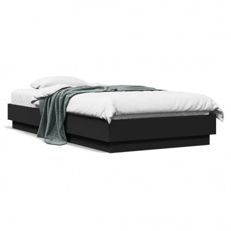 Cadru de pat, negru, 90x190 cm, lemn prelucrat