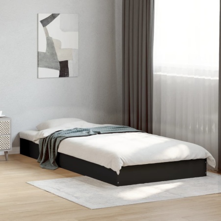 Cadru de pat, negru, 90x200 cm, lemn prelucrat