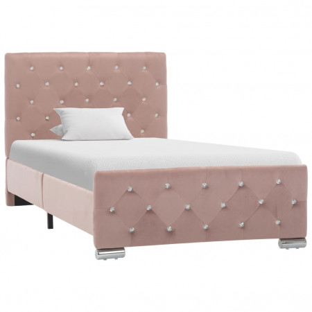 Cadru de pat, roz, 90 x 200 cm, catifea