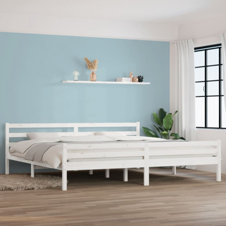 Cadru de pat Super King 6FT, alb, 180x200 cm, lemn masiv
