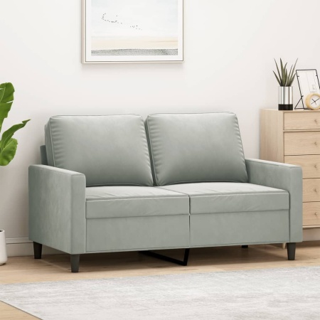 Canapea cu 2 locuri, gri deschis, 120 cm, catifea