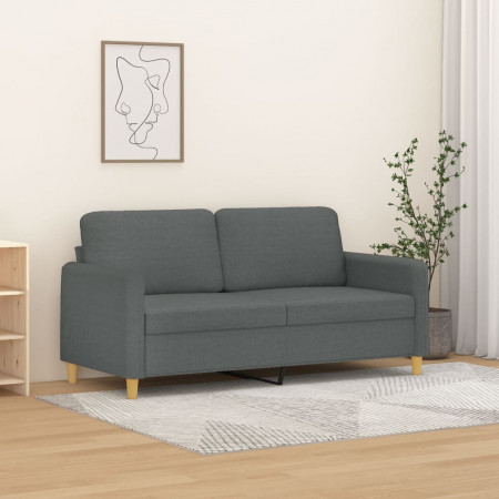 Canapea cu 2 locuri, gri închis, 140 cm, material textil