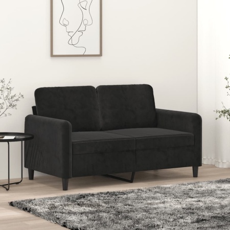 Canapea cu 2 locuri, negru, 120 cm, catifea