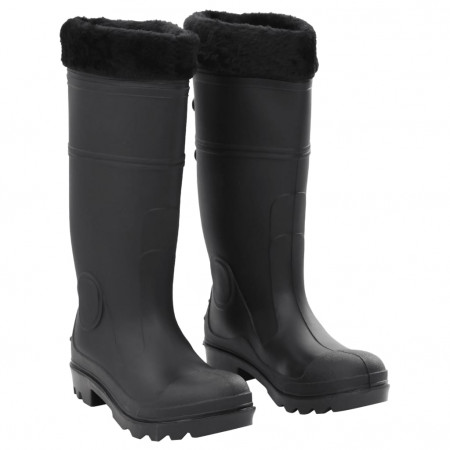 Cizme de ploaie cu șosete detașabile, negru, mărime 40, PVC - Img 1