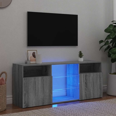 Comodă TV cu lumini LED, gri sonoma, 120x30x50 cm