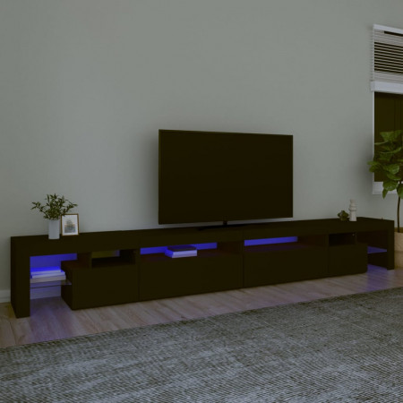 Comodă TV cu lumini LED, negru, 290x36,5x40 cm - Img 1