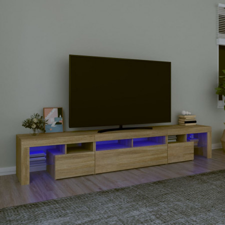 Comodă TV cu lumini LED, stejar sonoma, 230x36,5x40 cm