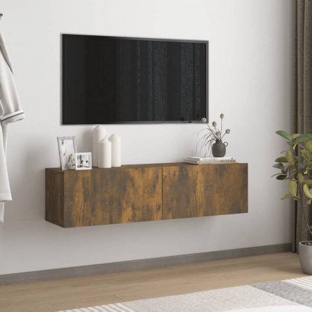 Comodă TV de perete stejar afumat 120x30x30 cm lemn compozit