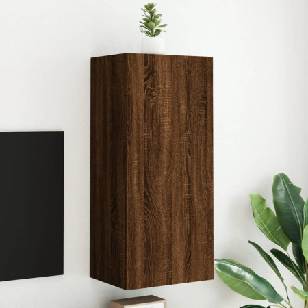 Comodă TV de perete, stejar maro, 40,5x30x90 cm, lemn prelucrat - Img 1