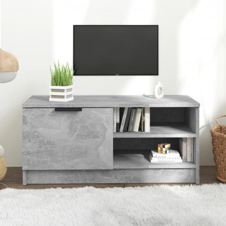 Comodă TV, gri beton, 80x35x36,5 cm, lemn prelucrat
