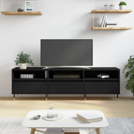 Comodă TV, negru, 150x30x44,5 cm, lemn prelucrat