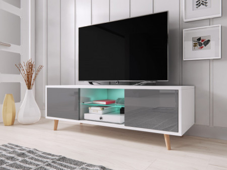 Comoda Tv Sweden White Mat/Grey High High Gloss - Img 1