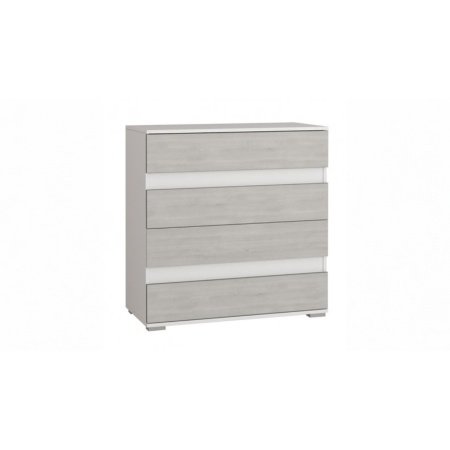 Comoda valentin, gri/alb, 4 sertare, 90x43x90 cm
