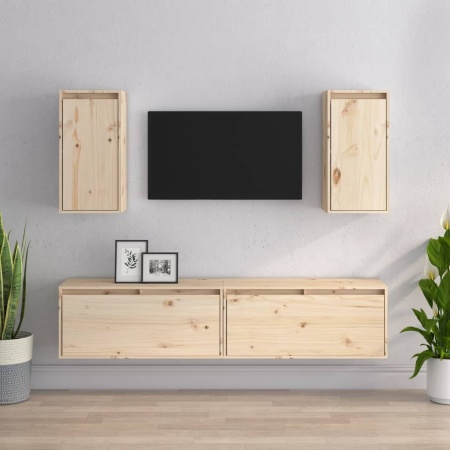Comode TV, 4 buc., lemn masiv de pin