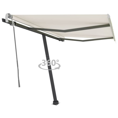 Copertină autonomă retractabilă manual, crem, 350x250 cm