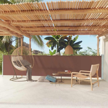 Copertină laterală retractabilă de terasă, maro, 117x600 cm