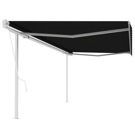 Copertină retractabilă automat, cu stâlpi, antracit, 5x3 m