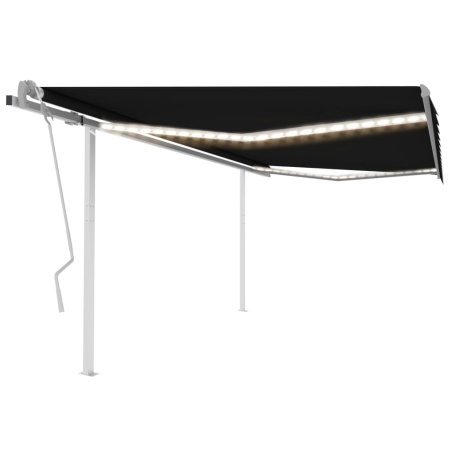 Copertină retractabilă manual, cu LED, antracit, 4,5x3 m