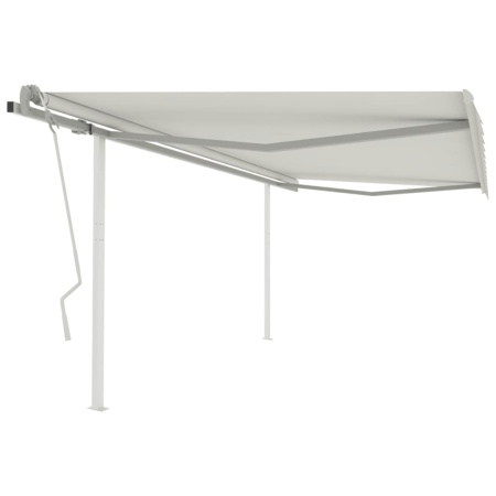 Copertină retractabilă manual, cu stâlpi, crem, 4x3 m