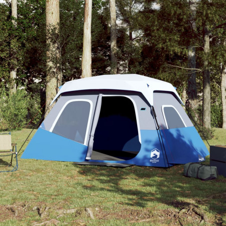 Cort camping cu lumină LED pentru 6 persoane, albastru deschis
