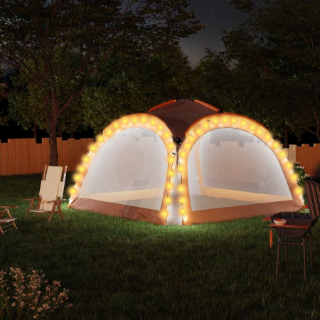 Cort petrecere cu LED, 4 pereți, gri&amp;portocaliu, 3,6x3,6x2,3 m - Img 1