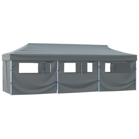 Cort petrecere pliabil cu 8 pereți laterali, antracit, 3 x 9 m