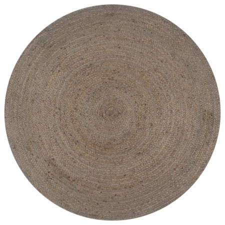 Covor manual, gri, 150 cm, iută, rotund