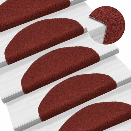 Covorașe scări autoadezive, 5 buc., roșu, 65x21x4 cm, punch - Img 1