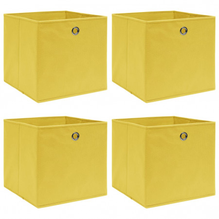 Cutii de depozitare, 4 buc., galben, 32x32x32 cm, textil