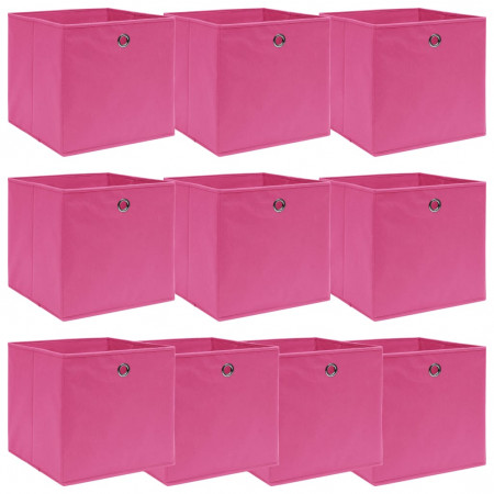 Cutii depozitare, 10 buc., roz, 32x32x32 cm, textil - Img 1